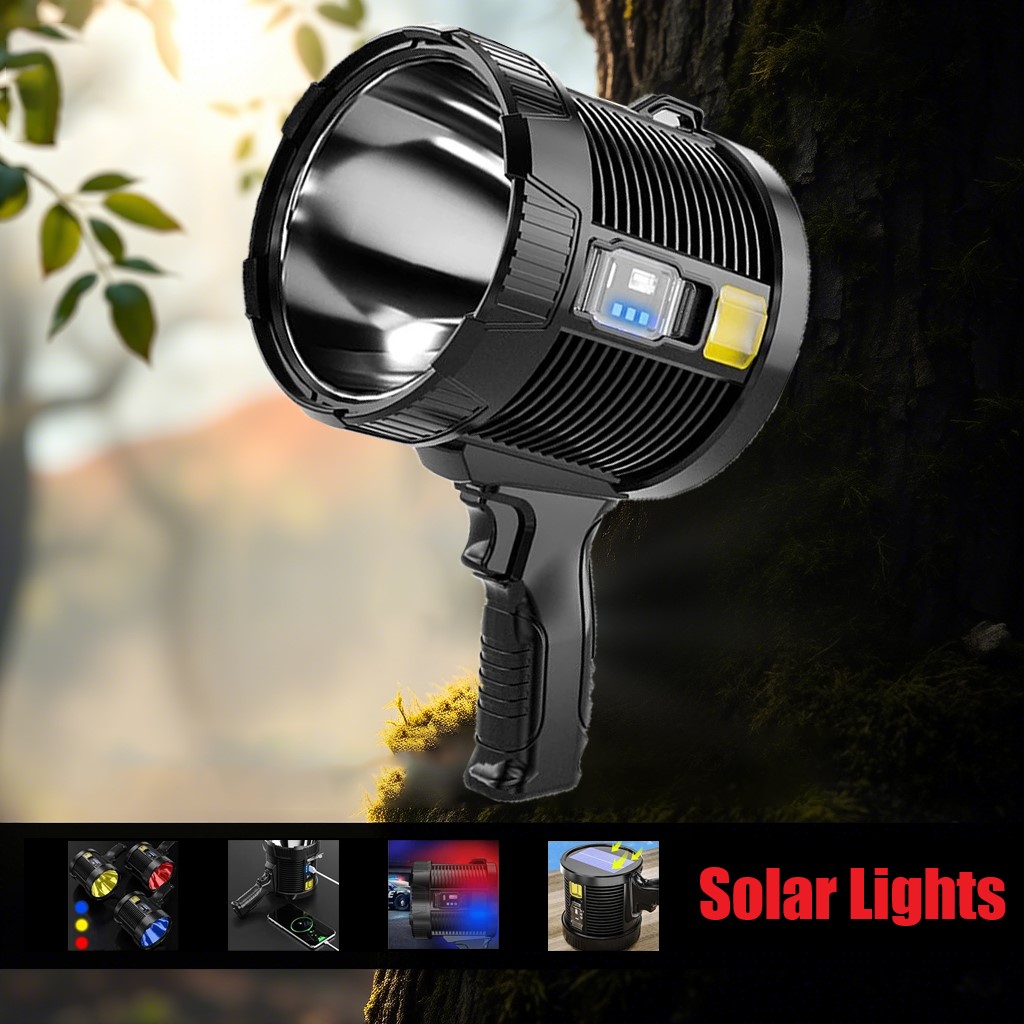 Fire Torch Solar - Senter LED XHP90 Ultra Terang, Lampu