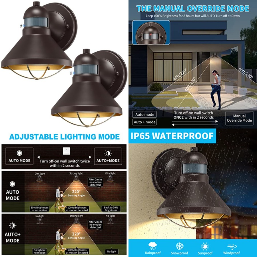 Outdoor Lighting Dusk To Dawn - 2 Paket Lampu Dinding LED Sensor