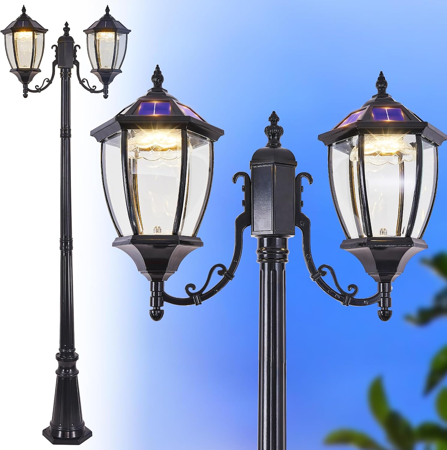 Outdoor Lighting Dusk To Dawn - Lampu Tiang Tenaga Surya Luar Ruangan