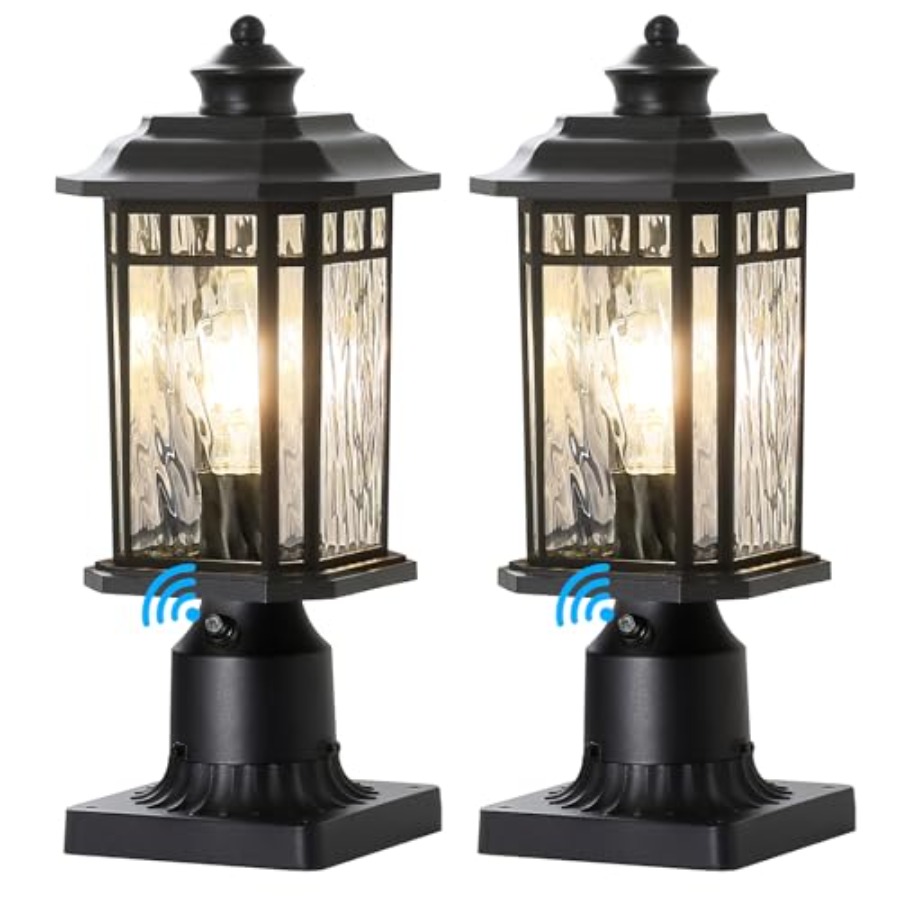 Outdoor Lighting Dusk To Dawn - 2 Paket Lampu Tiang Luar Ruangan,