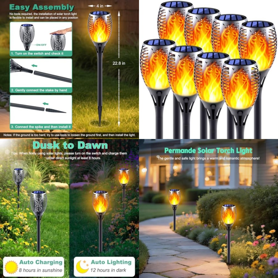 Fire Torch Solar - Lampu Senter Tenaga Surya dengan Efek