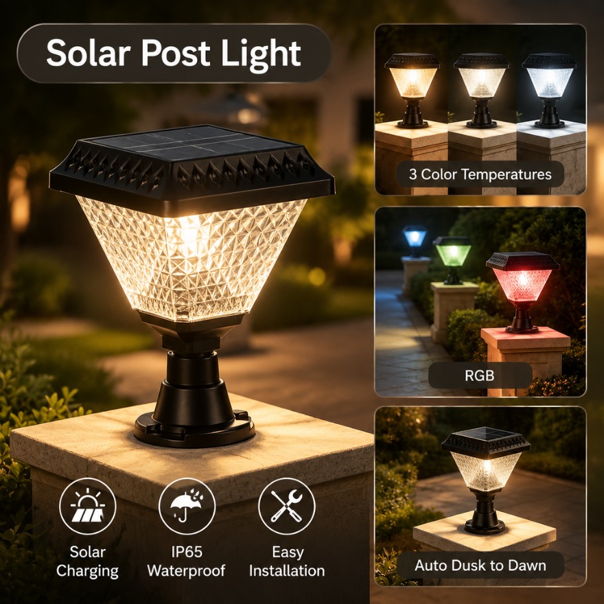 Outdoor Lighting Dusk To Dawn - Lampu Tiang Tenaga Surya Luar Ruangan