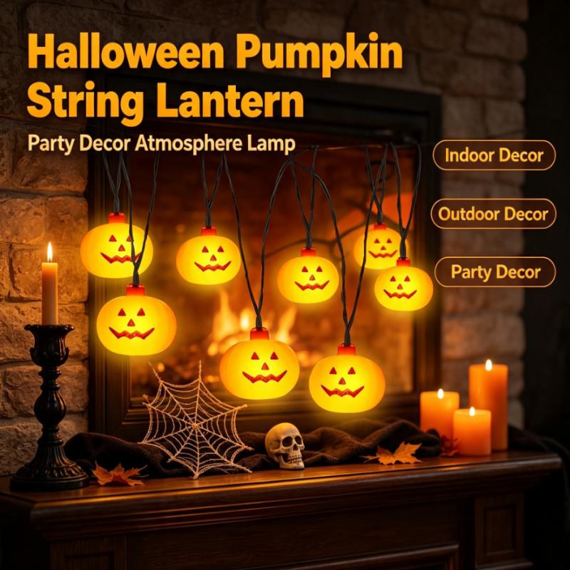 Outdoor Lighting Lanterns - Lampu String Labu Halloween Bertenaga Baterai