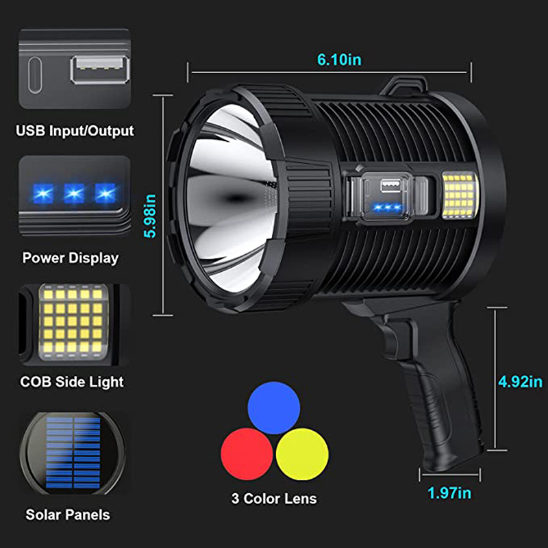 Senter LED XHP90 Ultra Terang, - Fire Torch Solar ulasan dan harga