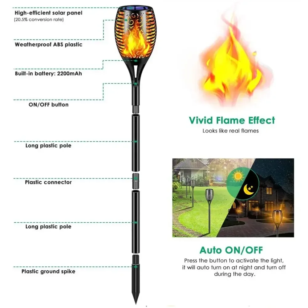 Lampu Taman Tenaga Surya Luar  - Fire Torch Solar ulasan dan harga